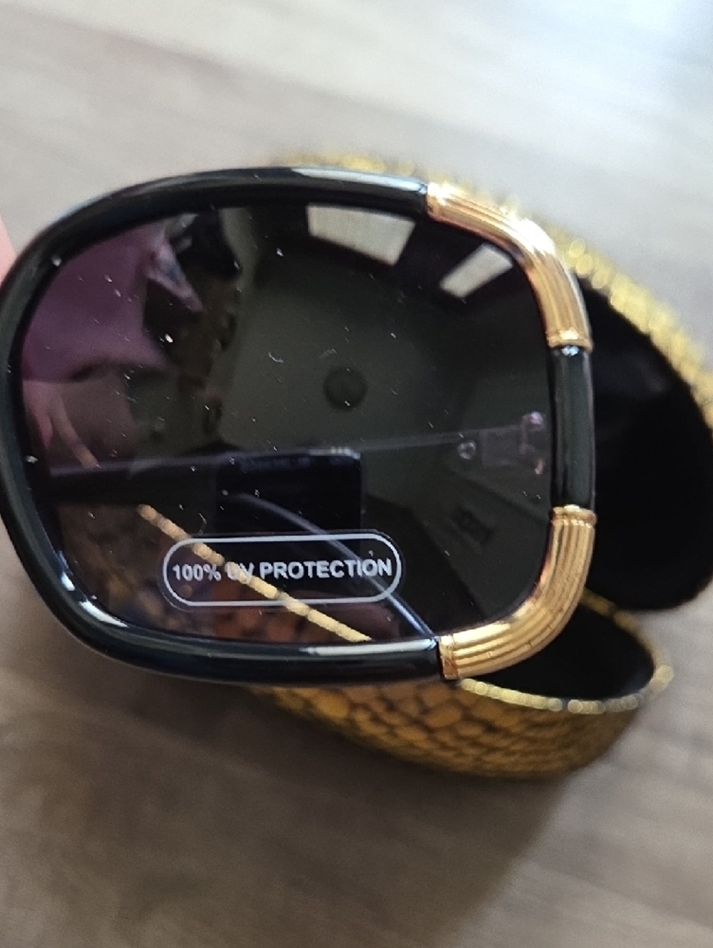 Joan Boyce Black Sunglasses with Gold Accents - Picture 3 of 7